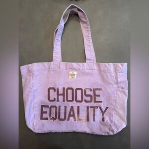 Lavender Canvas Tote Bag with 'Choose Equality' Print